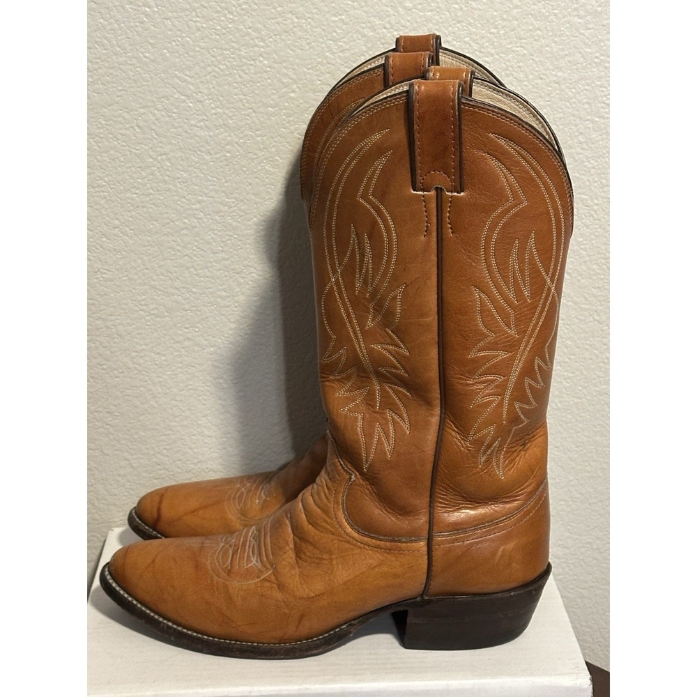 Justin Boots Men's Brown Leather Cowboy Western Boots Size 8.5D #1632 USA Made